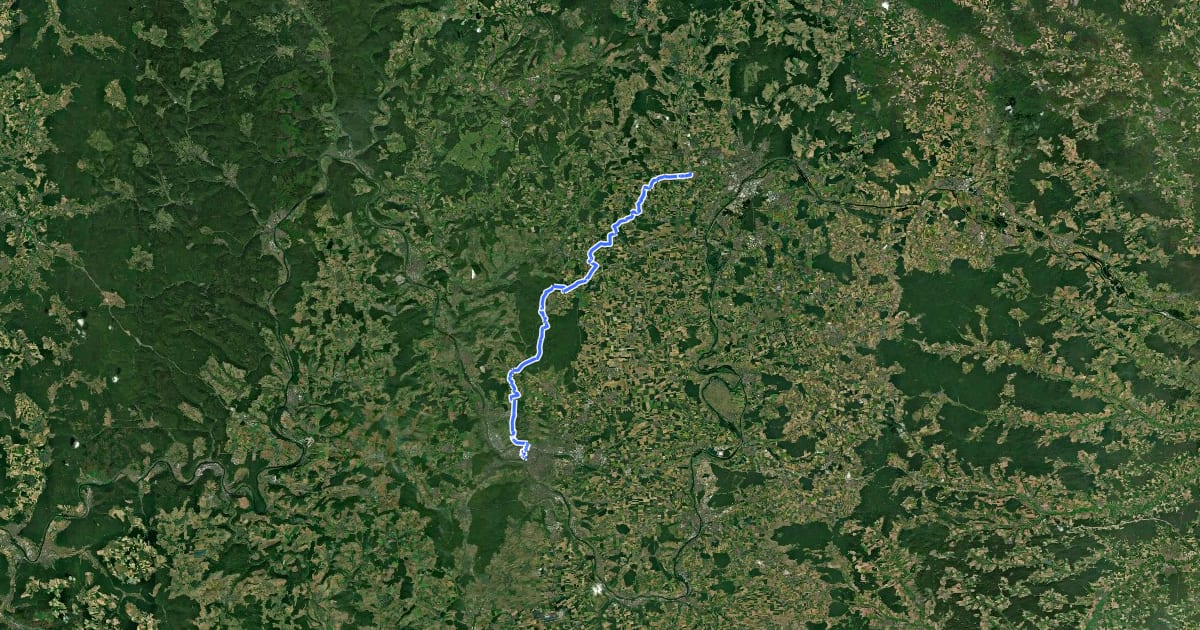 Маршрут Jakobsweg Fulda-Würzburg (Teilstrecke Schweinfurt - Würzburg) на спутниковом снимке