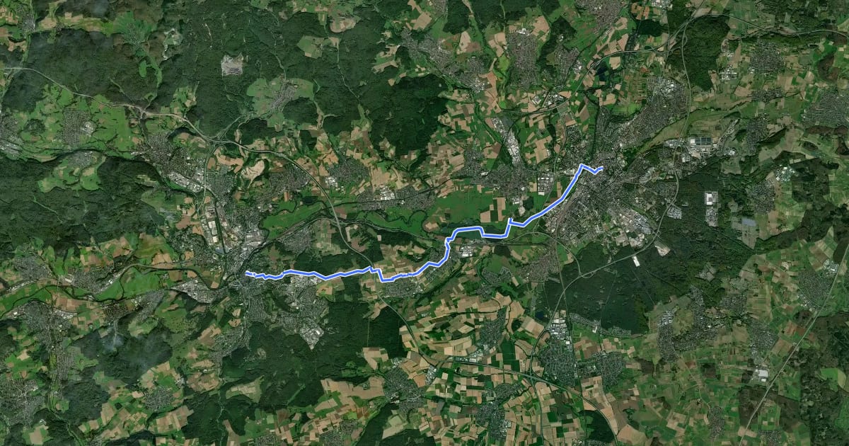 Маршрут Jakobsweg Gießen - Wetzlar на спутниковом снимке