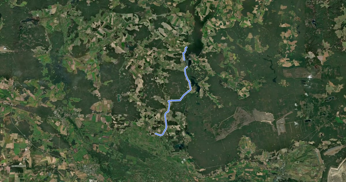 Маршрут Jakobsweg ...-Goyatz-Waldow-Straupitz-... на спутниковом снимке