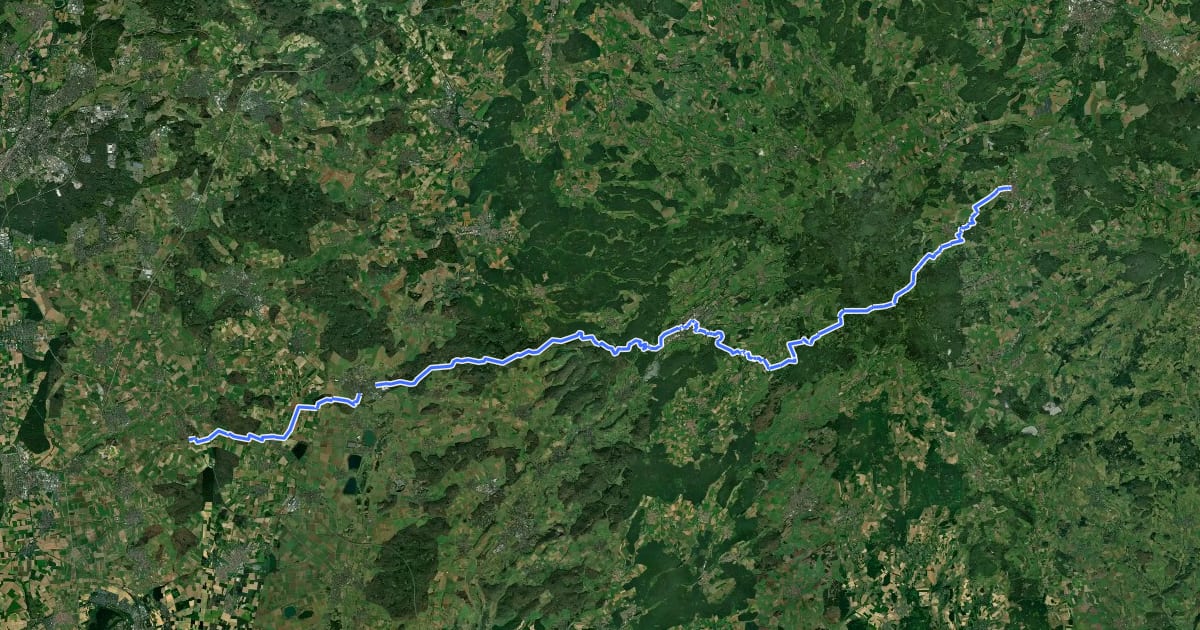 Маршрут Jakobsweg - Herbstein - Münzenberg на спутниковом снимке
