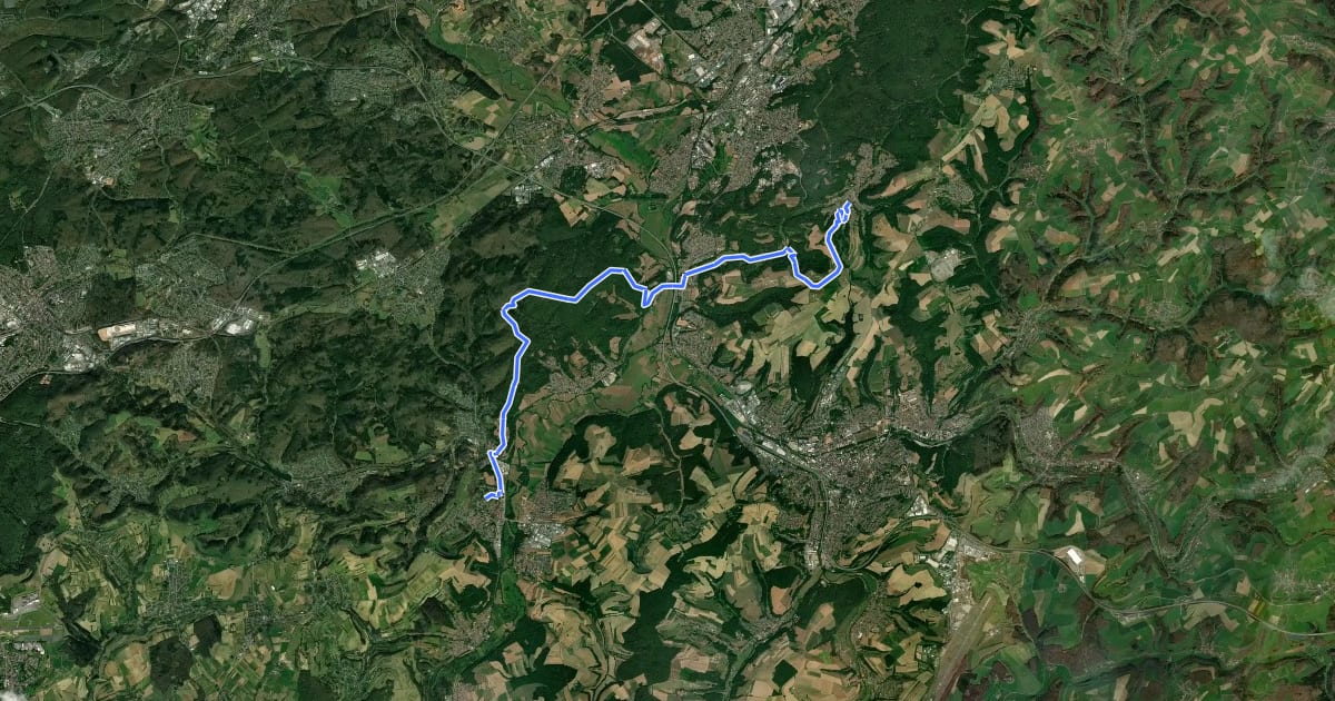 Маршрут Jakobsweg Kirrberg – Blieskastel на спутниковом снимке