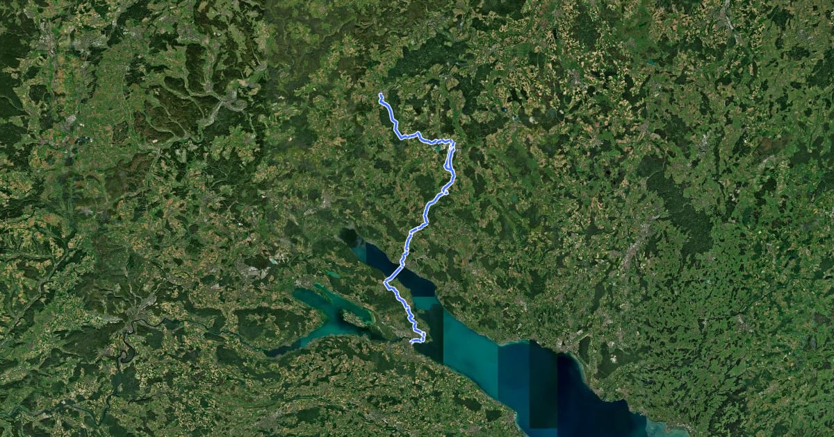Маршрут Jakobsweg Linzgau на спутниковом снимке