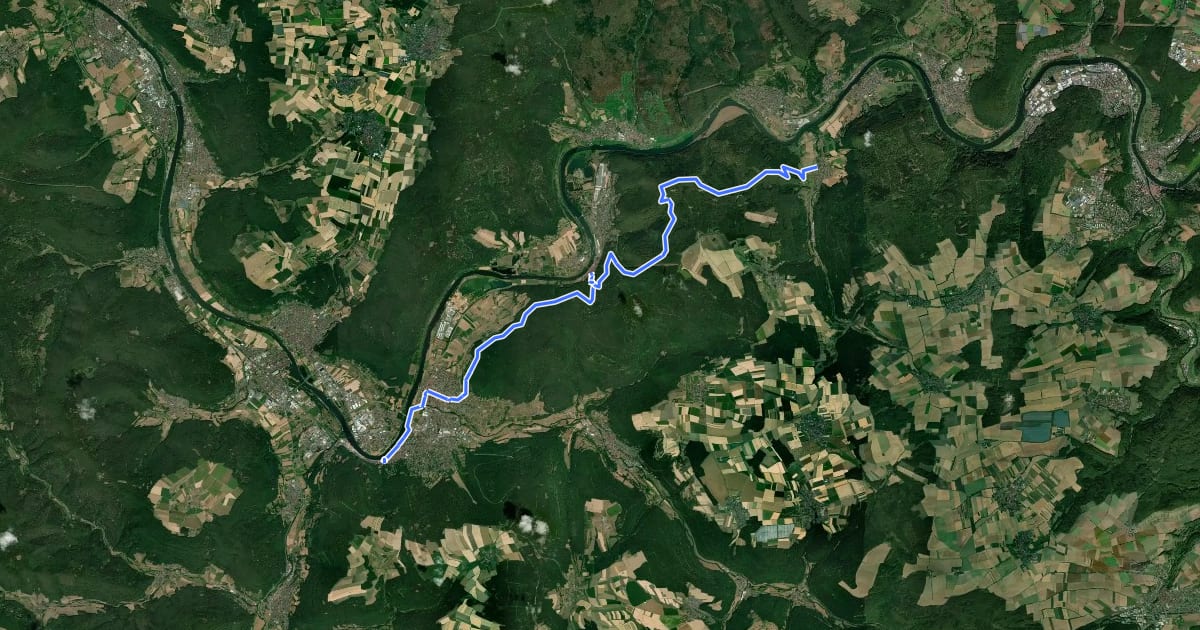Маршрут Jakobsweg Main-Taubertal Etappe 1 на спутниковом снимке
