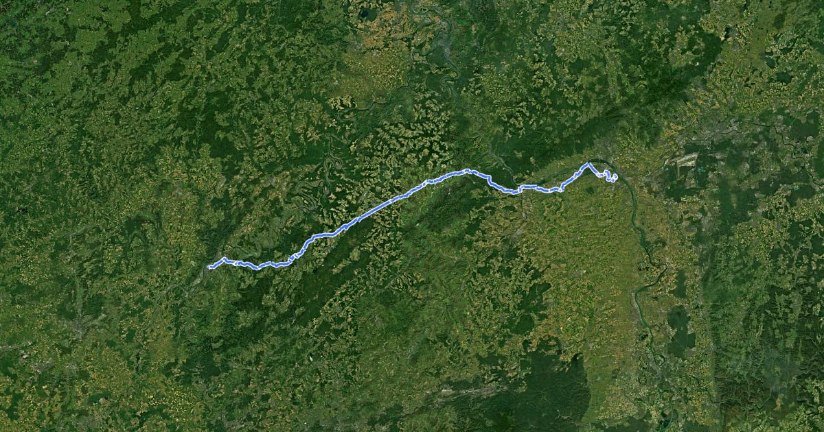Маршрут Jakobsweg: Mainz - Bingen - Trier на спутниковом снимке