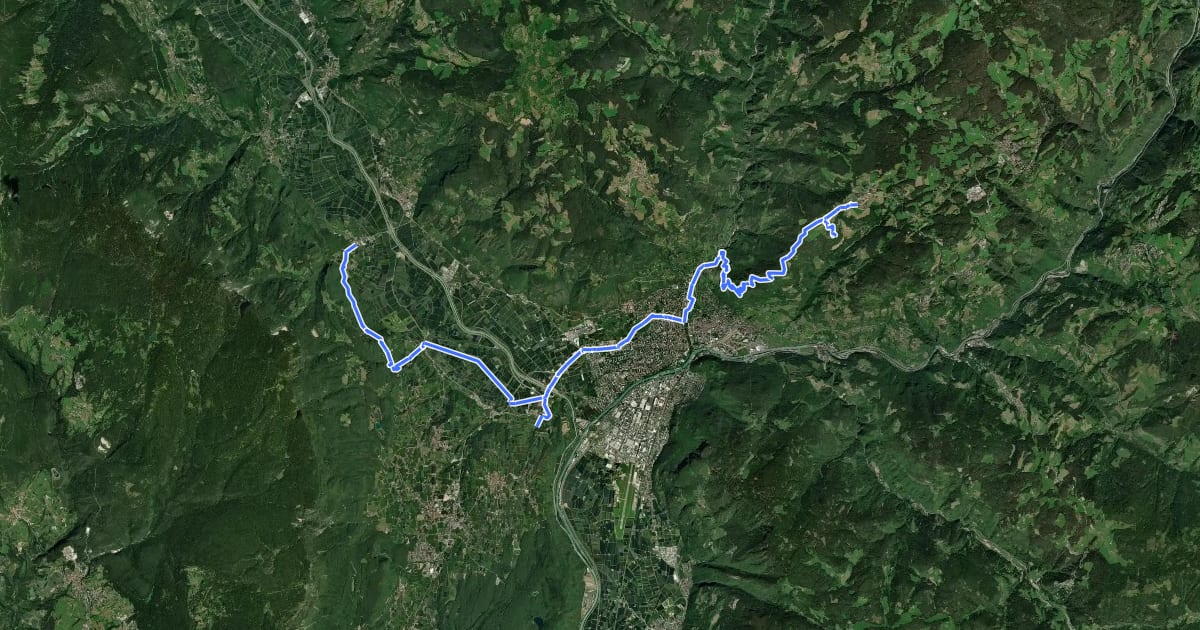 Маршрут Jakobsweg Oberbozen => Andrian - Cammino di San Giacomo Soprabolzano => Andriano на спутниковом снимке