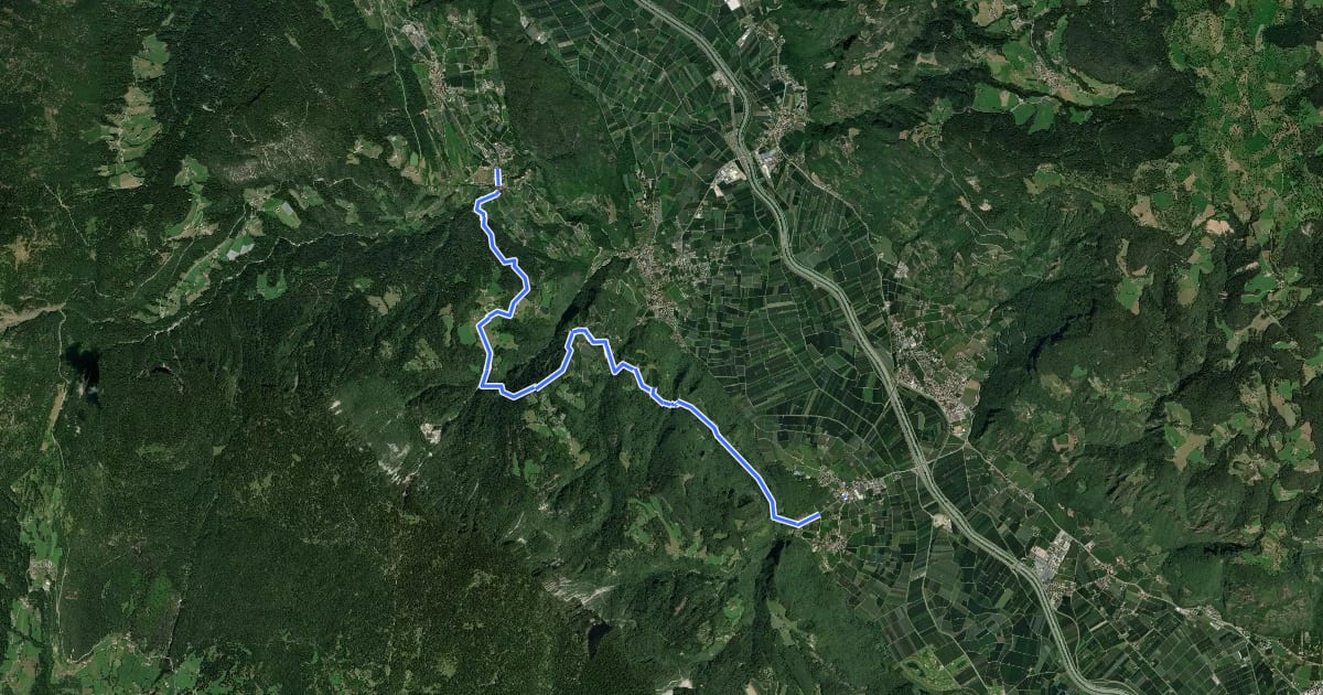 Маршрут Jakobsweg Prissian - Cammino di San Giacomo Prissiano на спутниковом снимке