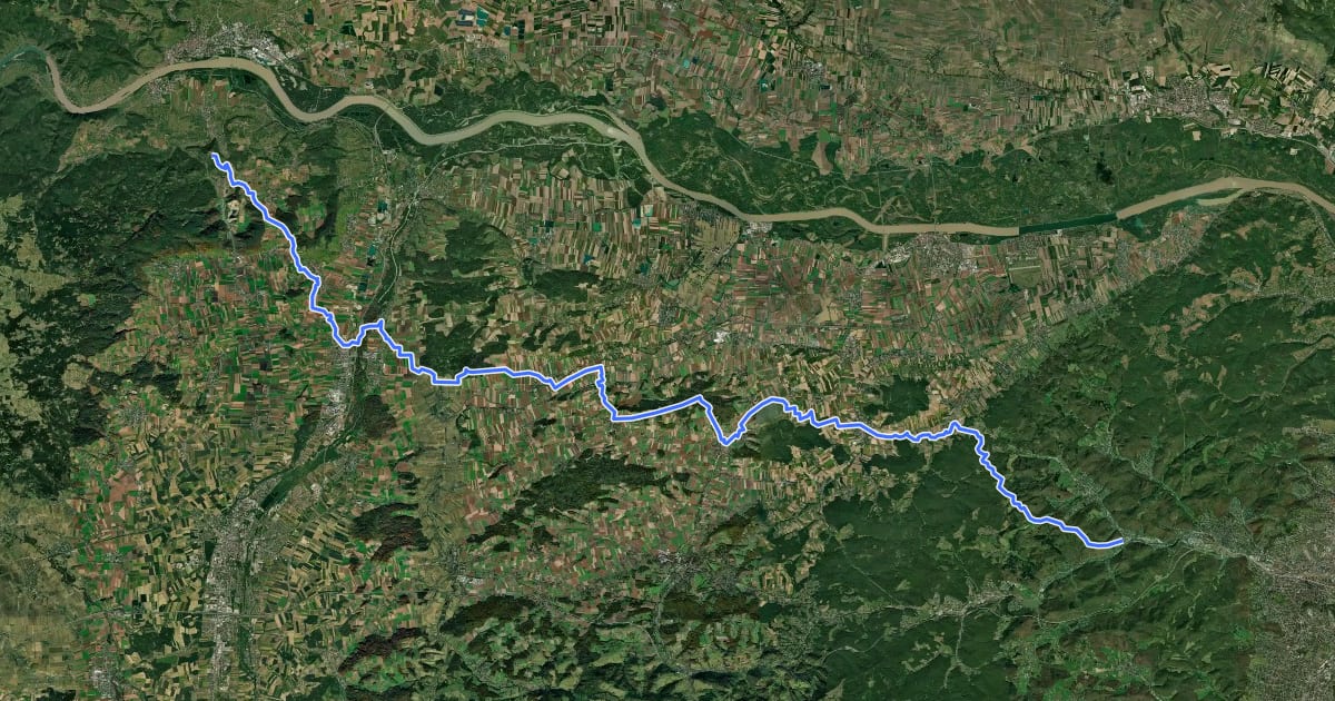 Маршрут Jakobsweg Purkersdorf - Göttweig на спутниковом снимке
