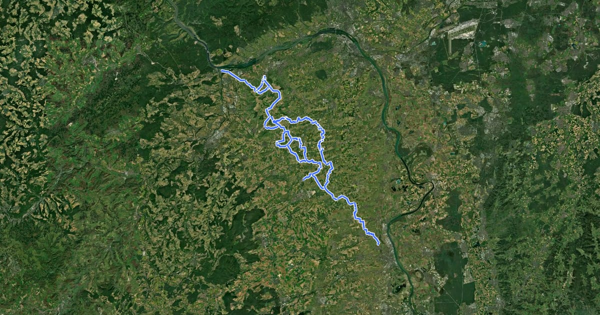 Маршрут Jakobsweg Rheinhessen на спутниковом снимке