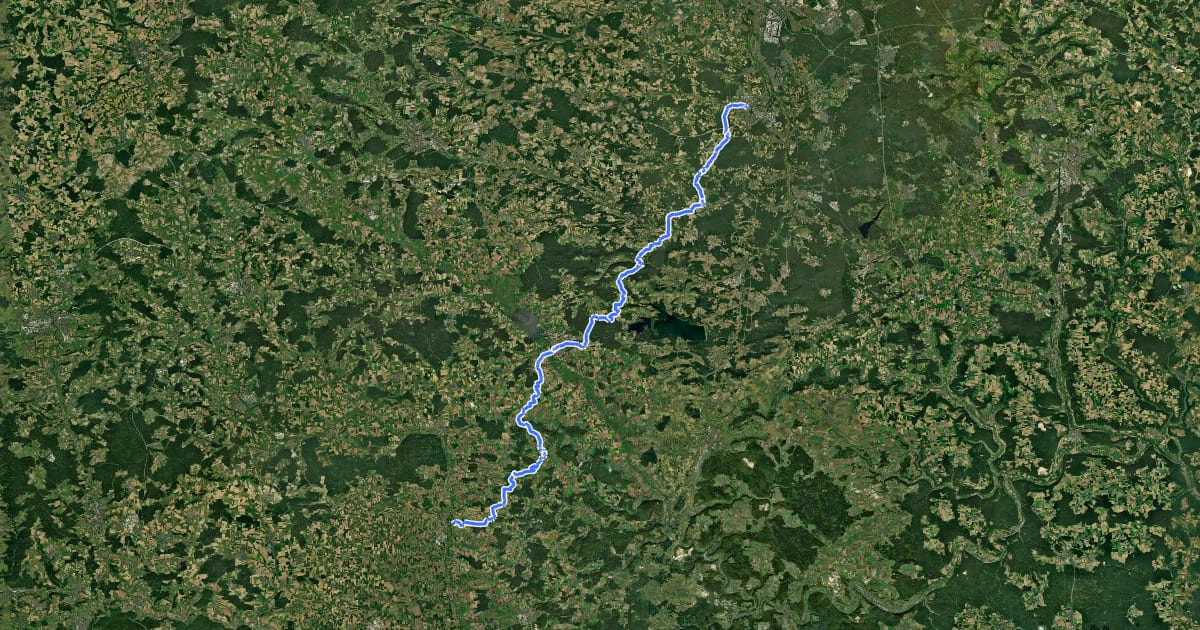 Маршрут Jakobsweg Schwabach-Oettingen на спутниковом снимке