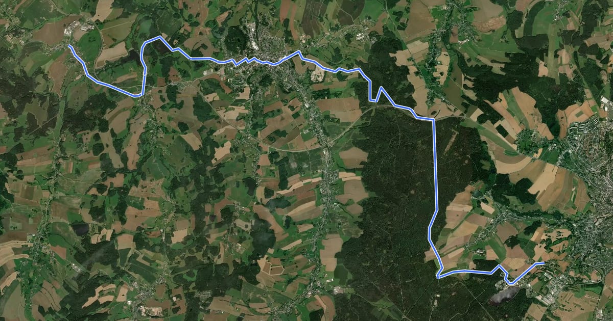 Маршрут Jakobsweg Silberberg (Variante Kirchberg–Hirschfeld) на спутниковом снимке