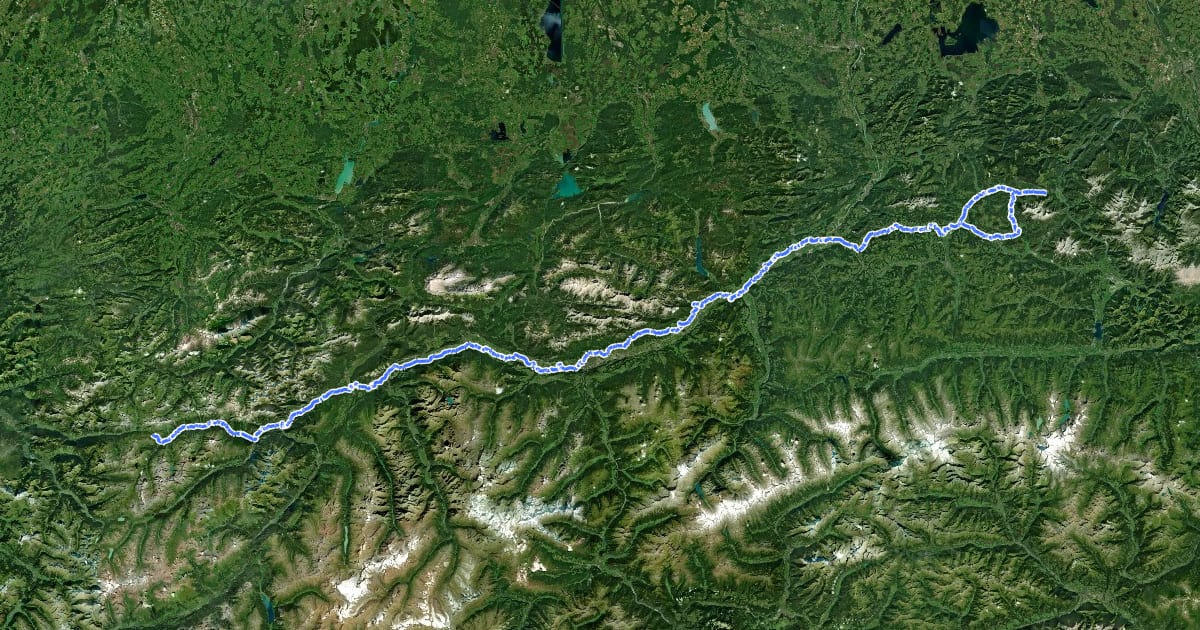 Маршрут Jakobsweg Tirol на спутниковом снимке