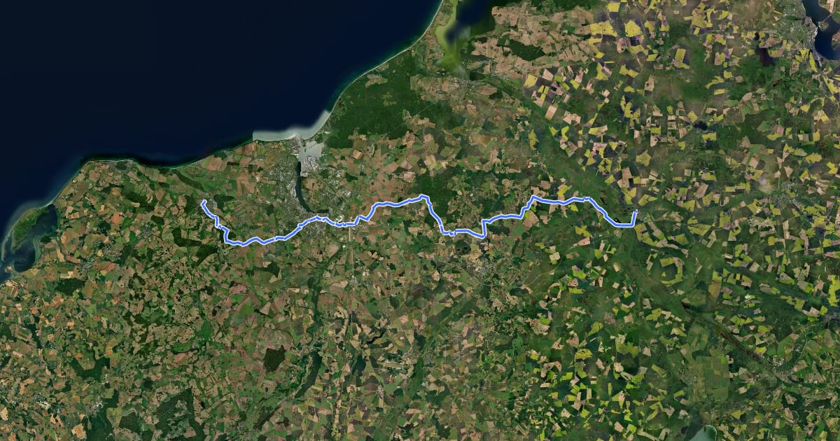 Маршрут Jakobsweg via Baltica, Mecklenburg-Vorpommern (Mitte) Tribsees-Bad Doberan на спутниковом снимке
