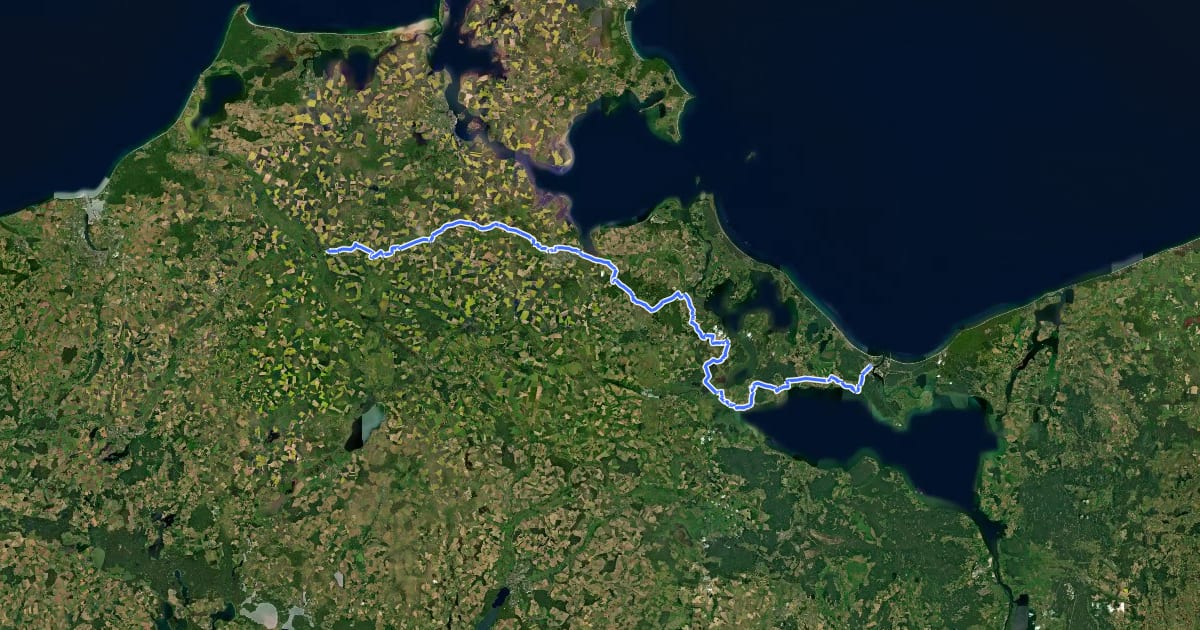 Маршрут Jakobsweg via Baltica, Mecklenburg-Vorpommern (Ost) Swinoujscie-Tribsees на спутниковом снимке