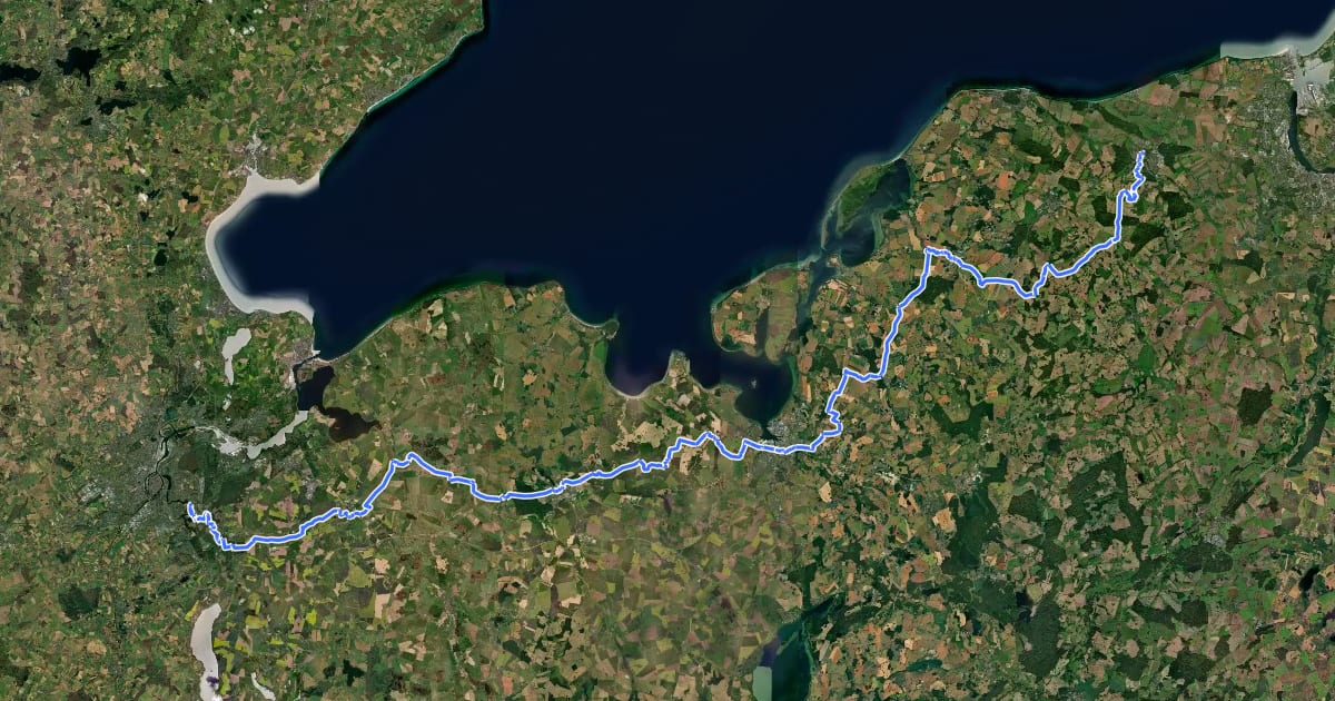 Маршрут Jakobsweg via Baltica, Mecklenburg-Vorpommern (West) Bad Doberan-Lübeck на спутниковом снимке