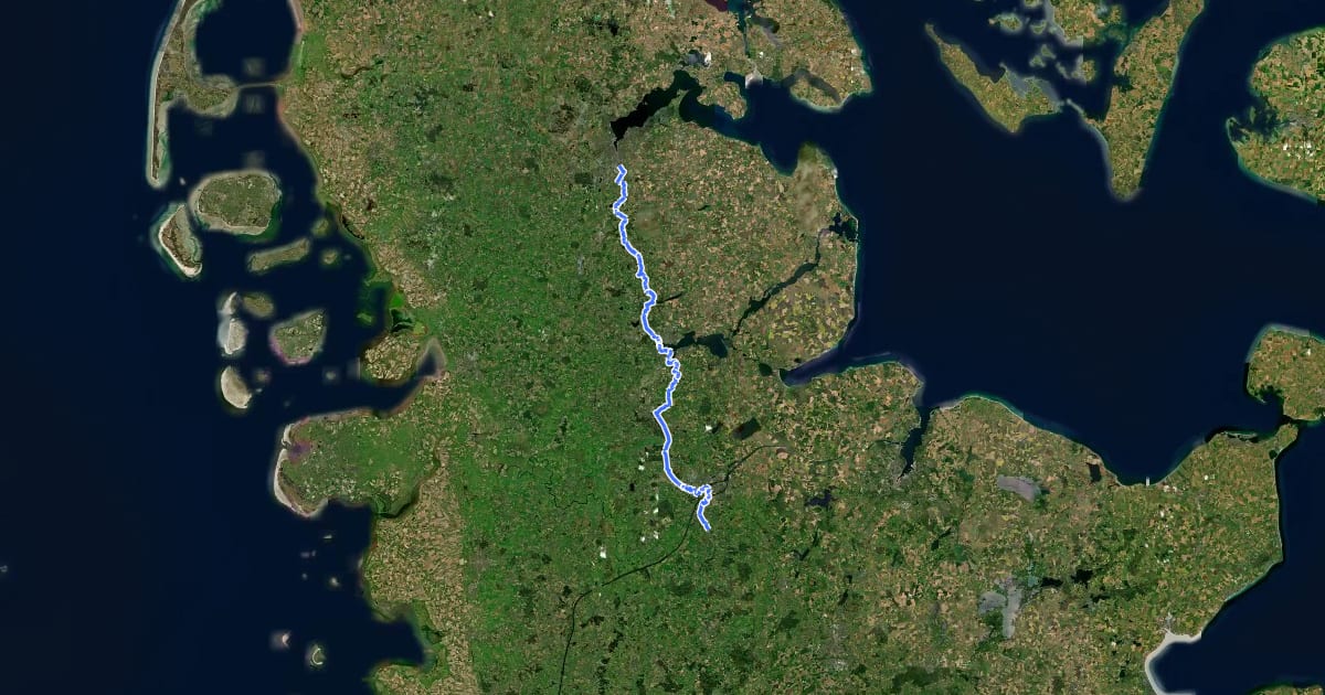 Маршрут Jakobsweg - Via Jutlandica - Schleswig-Holstein (via Glücksstadt) Nord на спутниковом снимке