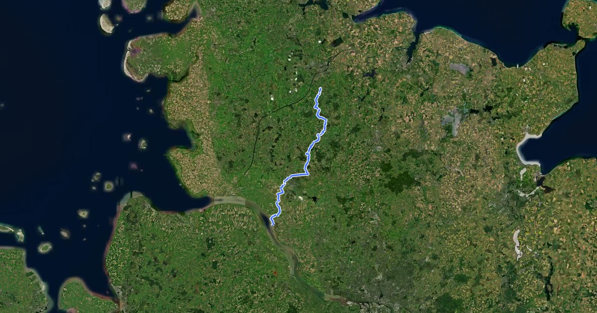 Маршрут Jakobsweg - Via Jutlandica - Schleswig-Holstein (via Glücksstadt) Süd на спутниковом снимке