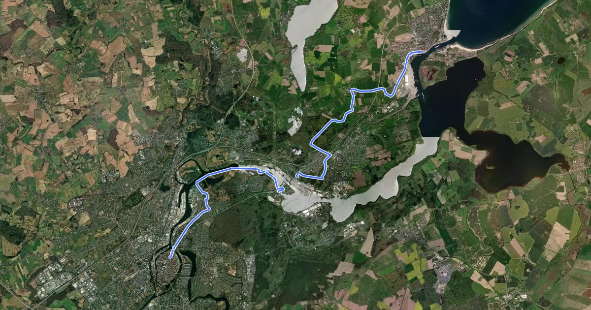 Маршрут Jakobsweg Via Scandinavica, Zubringer von Travemünde на спутниковом снимке