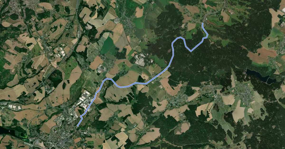 Маршрут Jakobsweg Vogtland, (Etappe 3), Alternative: Bergen-Voigtsgrün über Radweg на спутниковом снимке