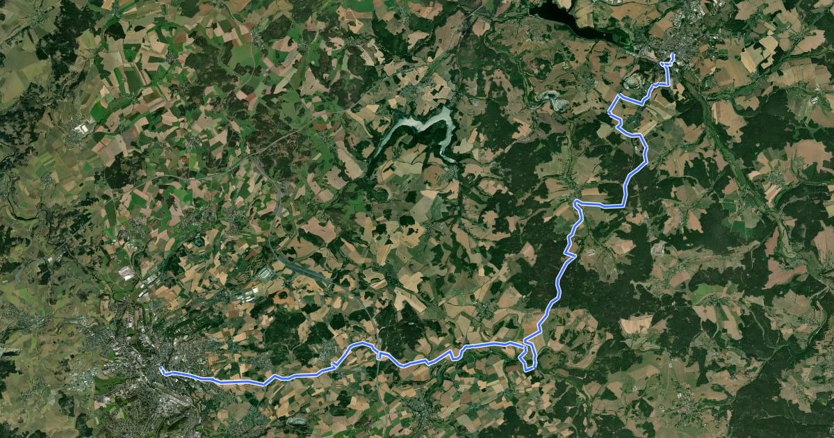 Маршрут Jakobsweg Vogtland, (Etappe 4: Oelsnitz-Hof) на спутниковом снимке