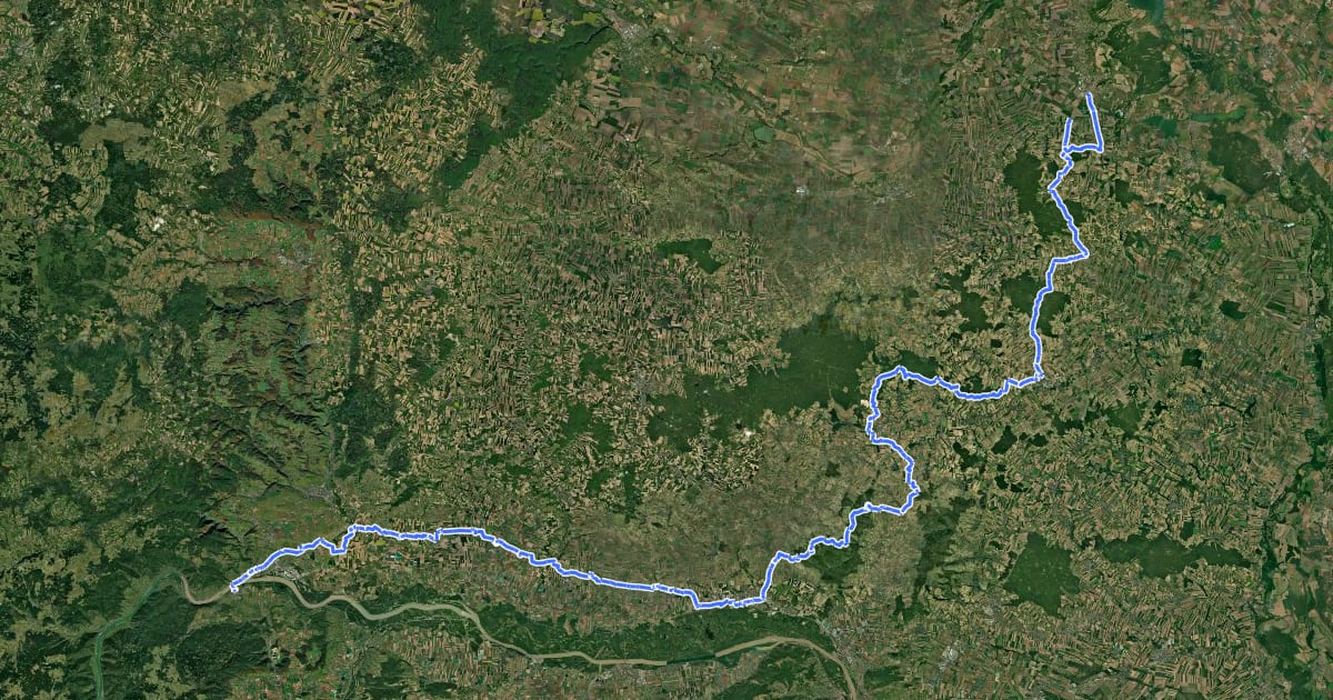 Маршрут Jakobsweg Weinviertel на спутниковом снимке