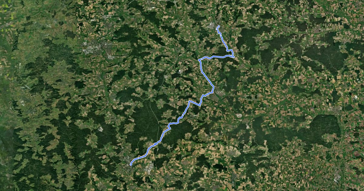 Маршрут Jakobus Radpilgerweg Feuchtwangen – Ellwangen на спутниковом снимке