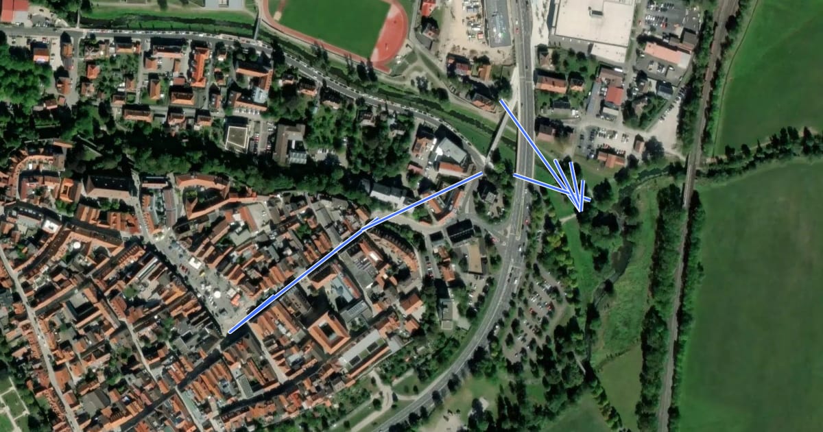 Маршрут Jakobus Radpilgerweg Fulda - Würzburg - Etappe 2 на спутниковом снимке