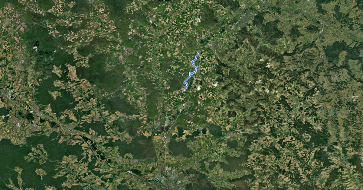 Маршрут Jakobus Radpilgerweg Kronach - Feuchtwangen на спутниковом снимке