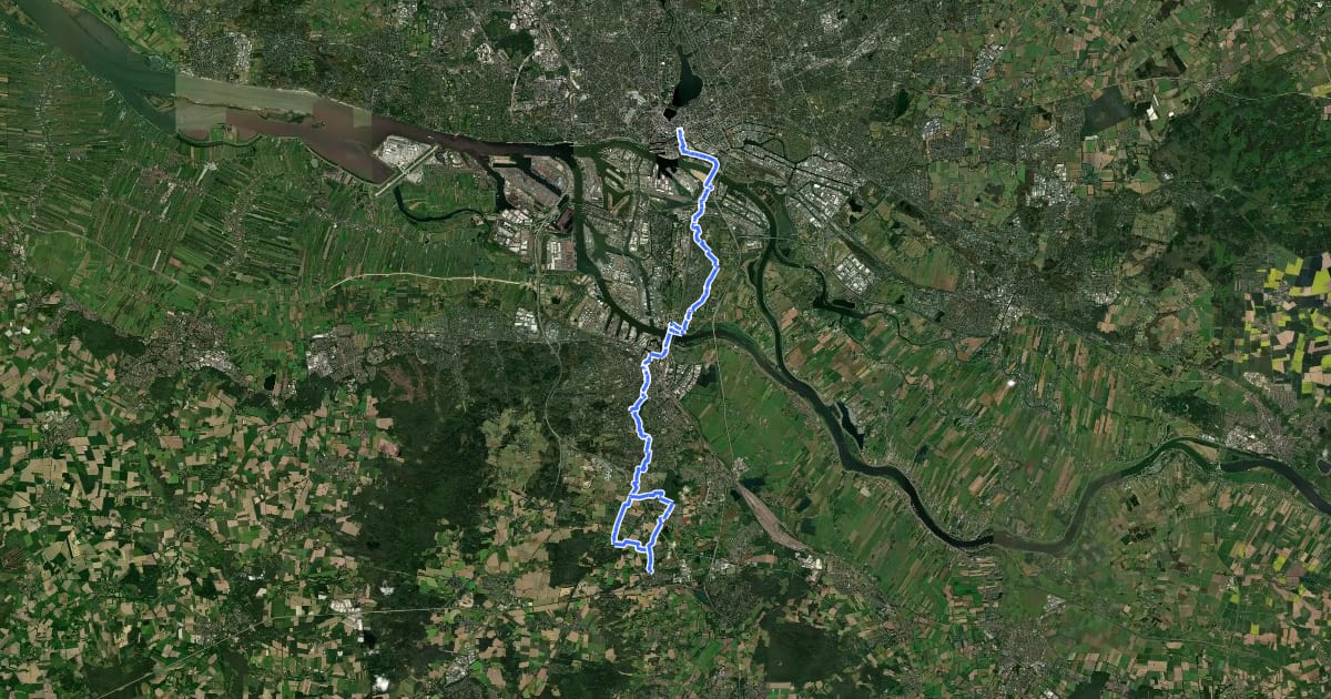 Маршрут Jakobusweg - Hamburg St. Jacobi - Hittfeld на спутниковом снимке