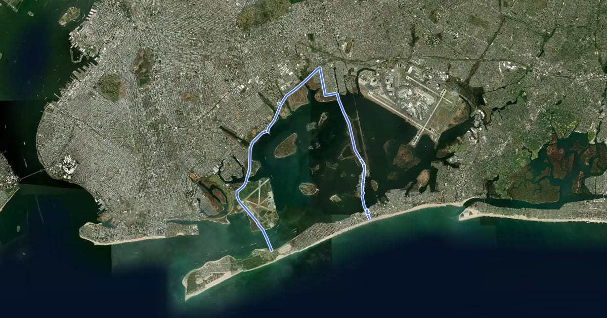 Маршрут Jamaica Bay Greenway на спутниковом снимке