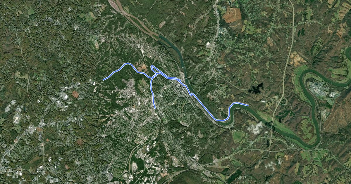 Маршрут James River Heritage Trail на спутниковом снимке