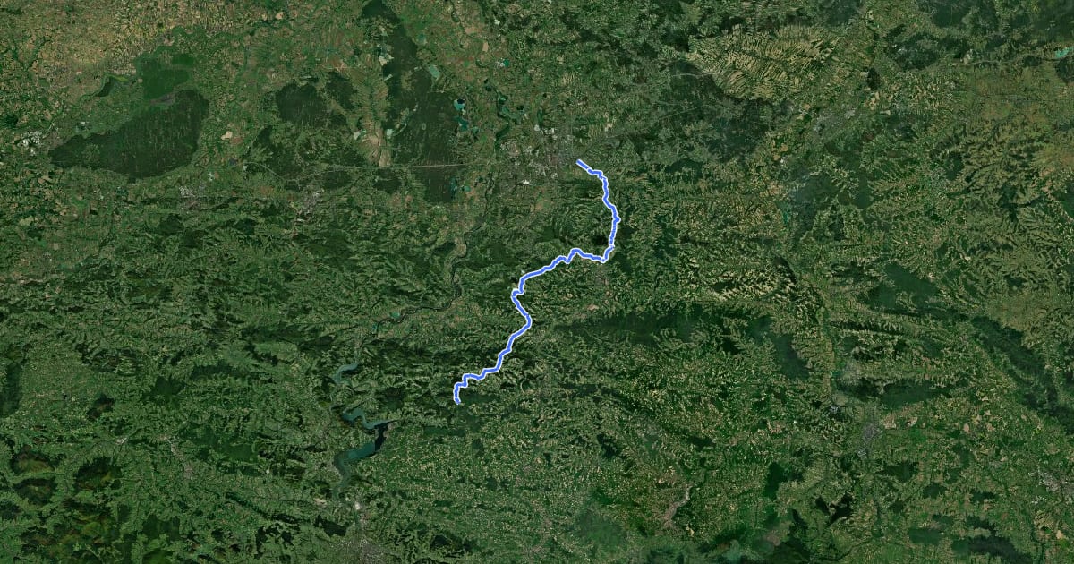 Маршрут Jamna - Tarnów Rzędzin на спутниковом снимке