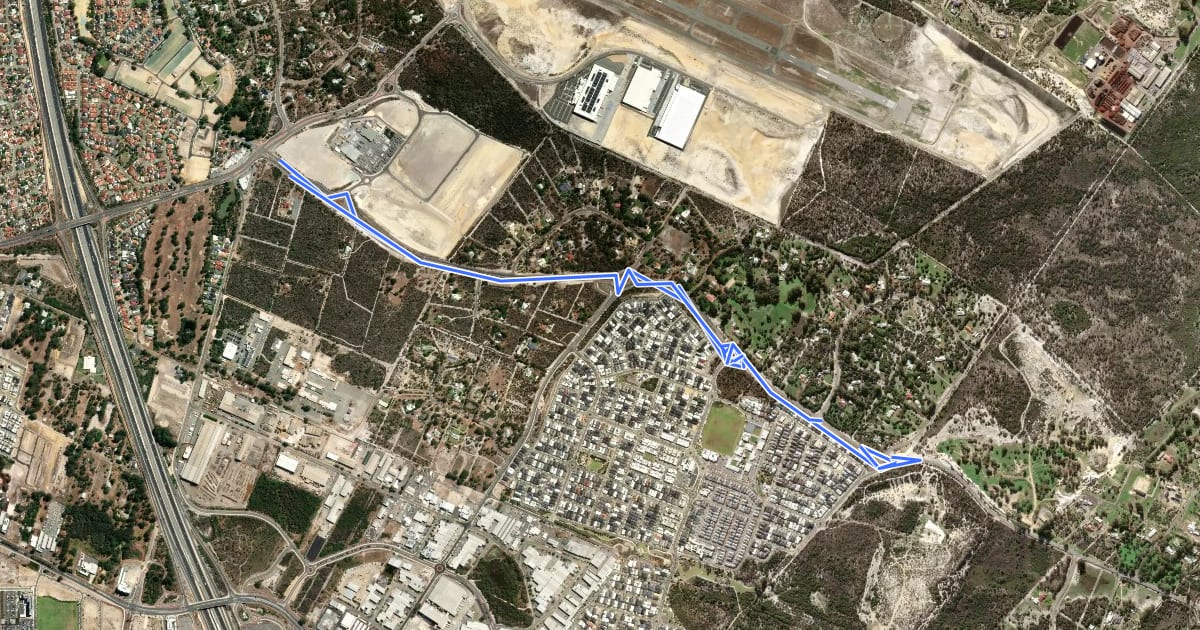 Маршрут Jandakot Road Shared Path на спутниковом снимке