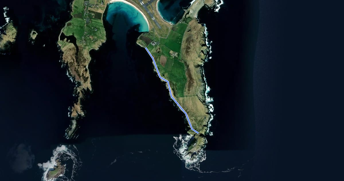Маршрут Jarlshoff to Sumburgh Head на спутниковом снимке