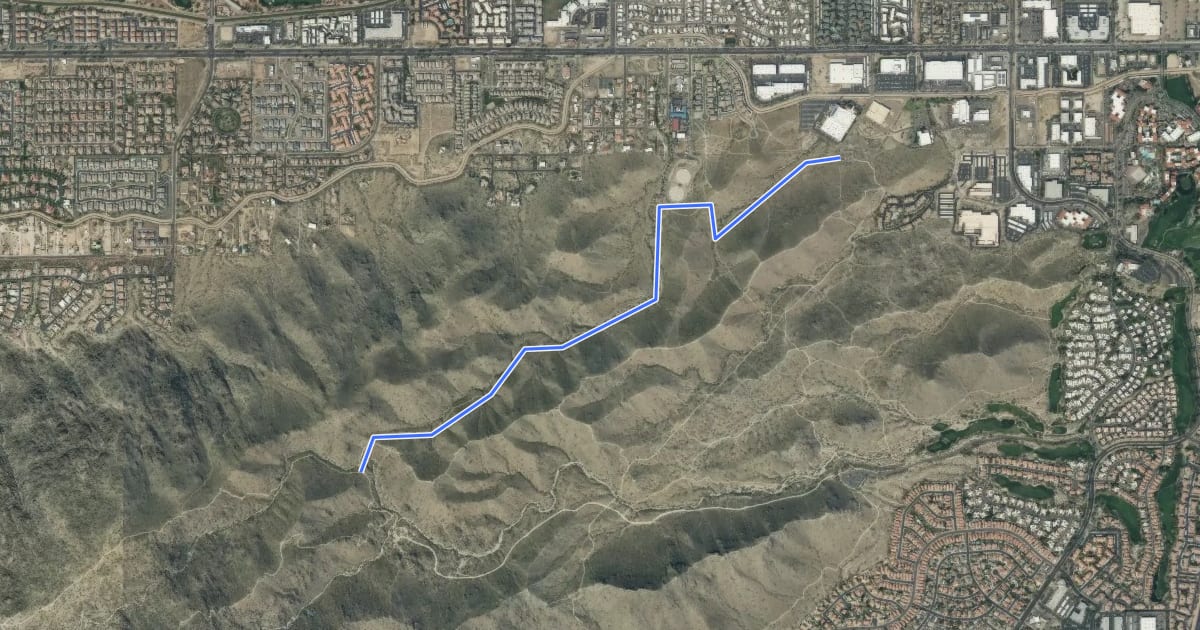 Маршрут Javelina Canyon Trail на спутниковом снимке