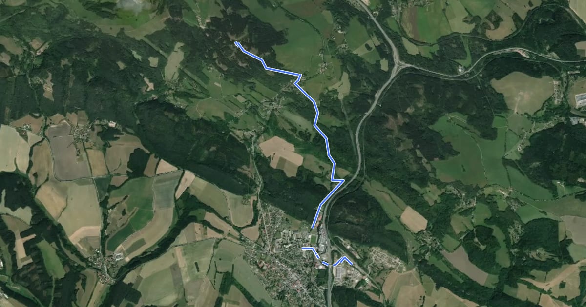 Маршрут [Č] Javorník - Hodkovice nad Mohelkou на спутниковом снимке