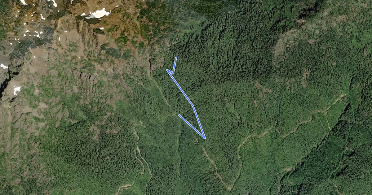 Маршрут Jefferson Pass Trail #800 на спутниковом снимке