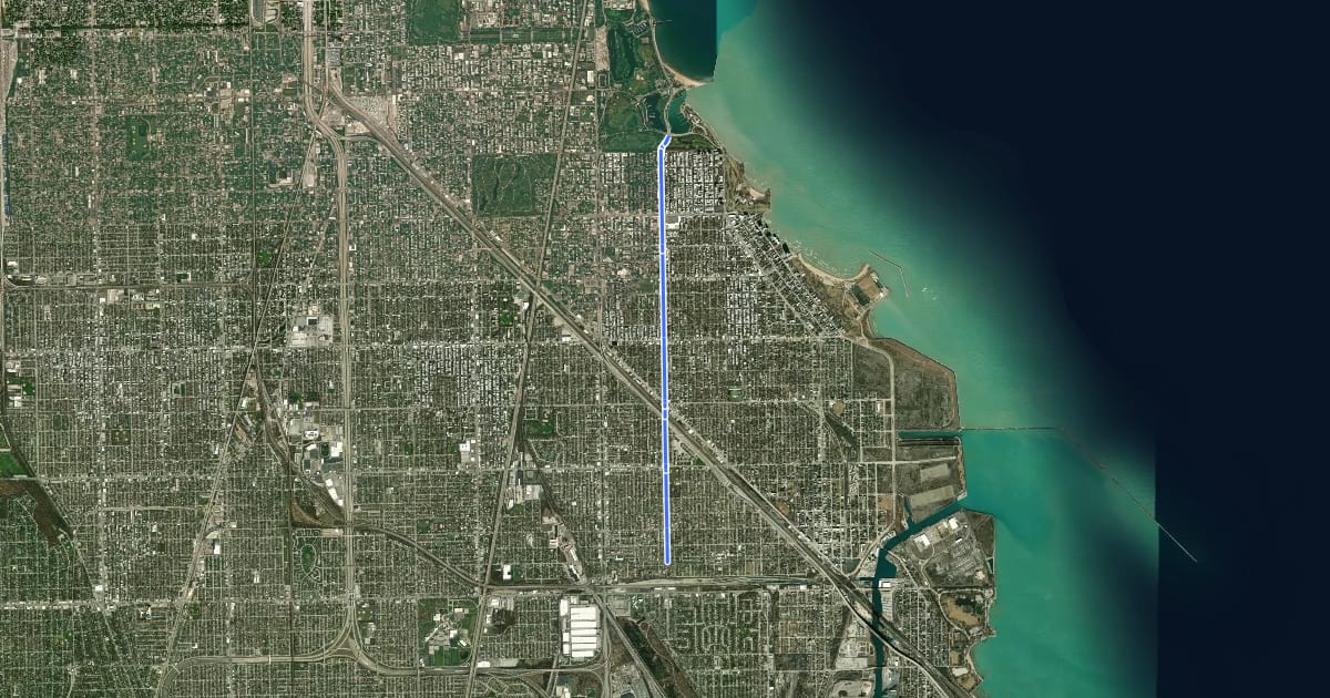 Маршрут Jeffrey Avenue на спутниковом снимке