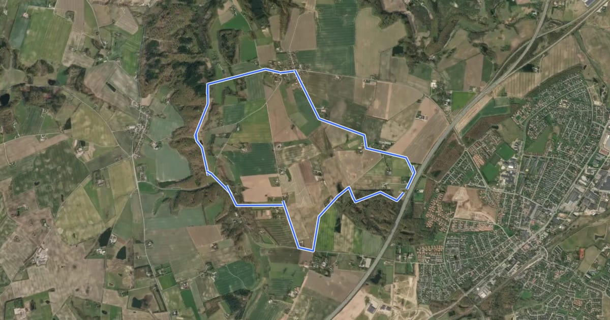 Маршрут Jeksen Bæk og Bjertrupskov rundtur на спутниковом снимке