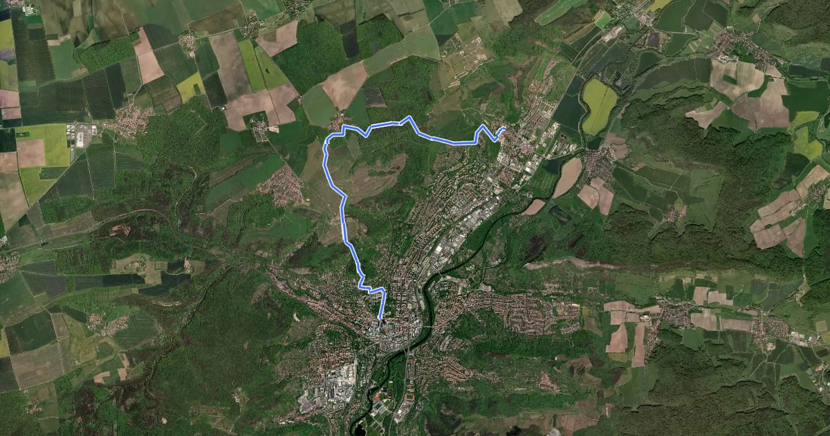 Маршрут Jena-Landgrafen-Closewitz-Zwätzen на спутниковом снимке