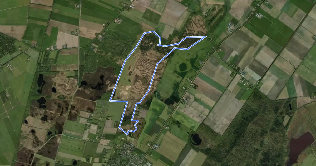 Маршрут Jeneverbesroute Mantingerveld на спутниковом снимке