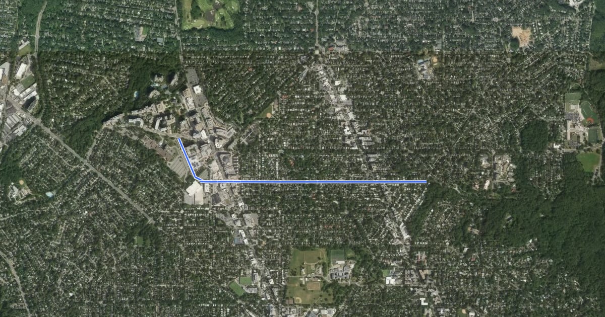 Маршрут Jenifer Street NW на спутниковом снимке