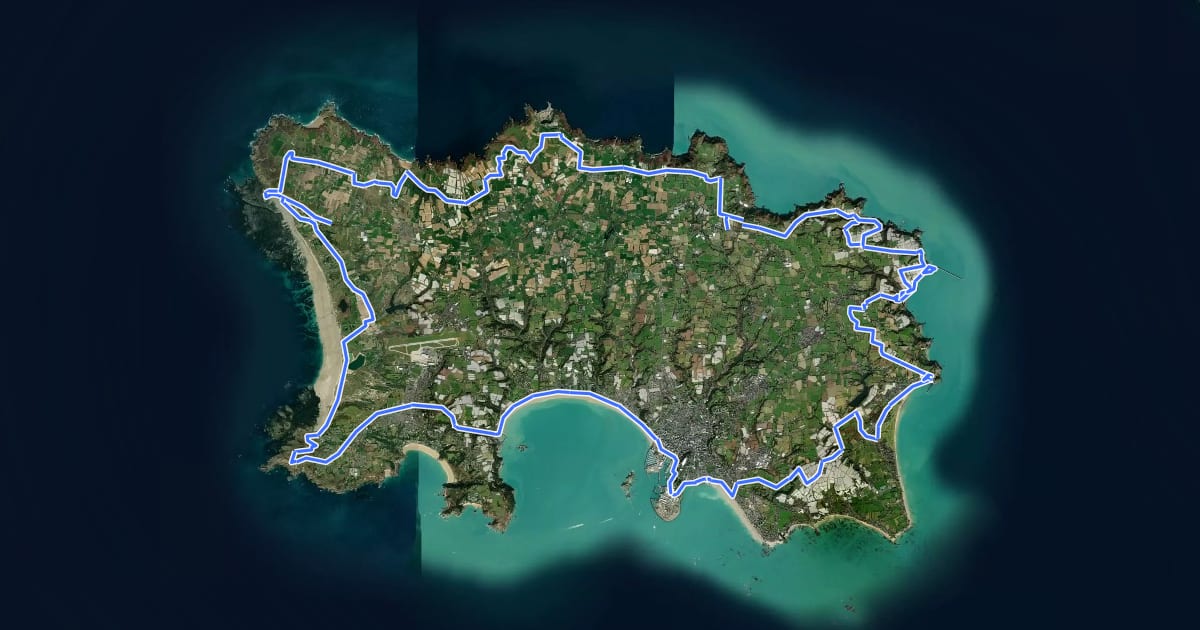 Маршрут Jersey Cycle Route 1 на спутниковом снимке