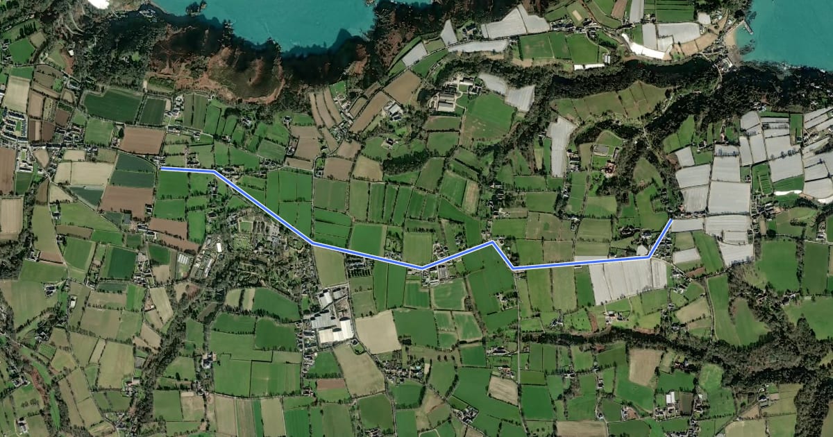 Маршрут Jersey Cycle Route 1b на спутниковом снимке