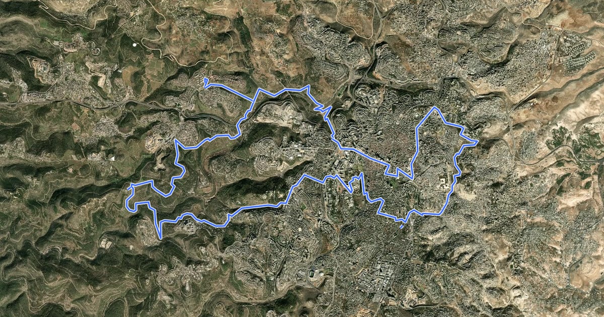 Маршрут Jerusalem Trail на спутниковом снимке