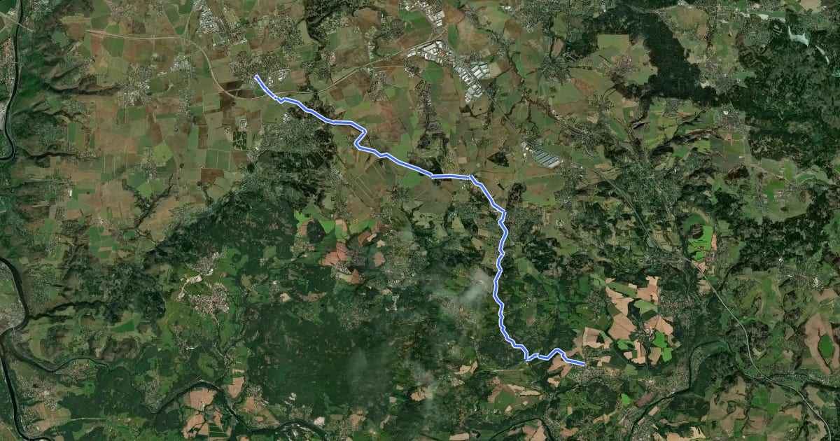 Маршрут [Ž] Jesenice - Pyšely на спутниковом снимке