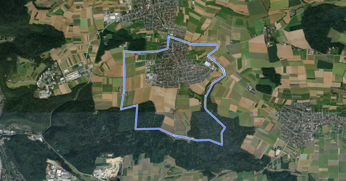 Маршрут Jettingen Rundwanderweg 5 на спутниковом снимке