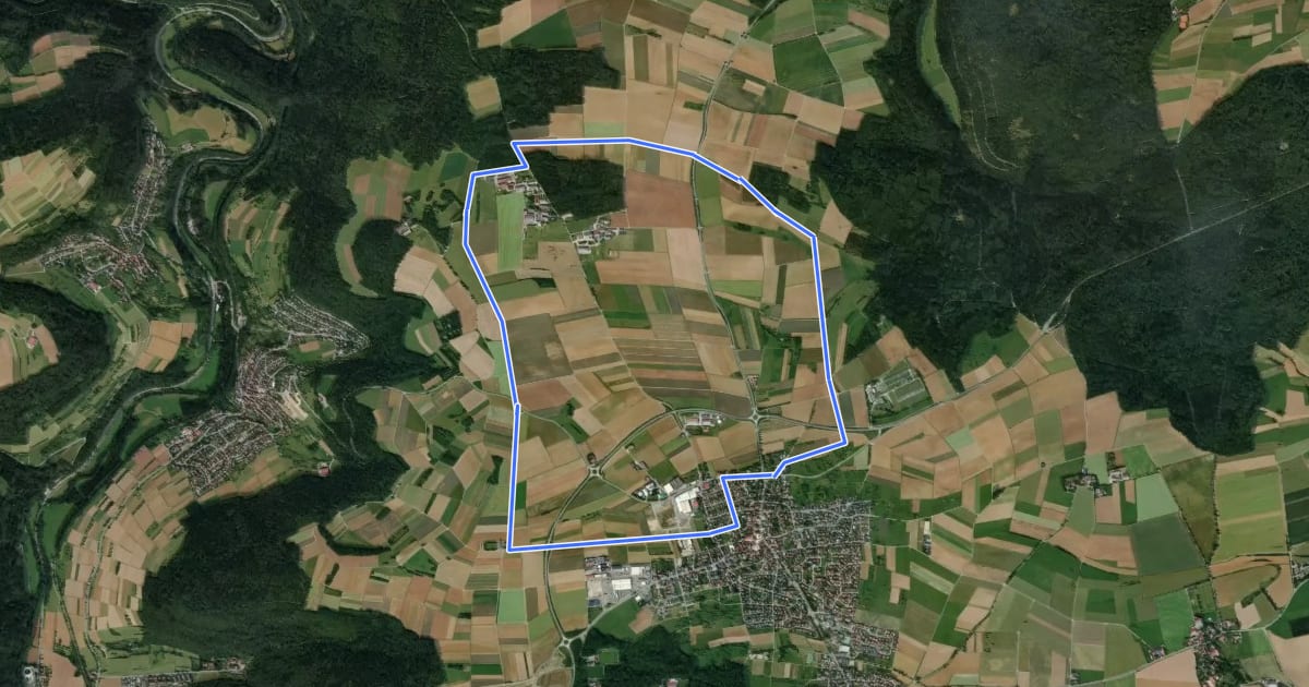 Маршрут Jettingen Rundwanderweg 7 на спутниковом снимке