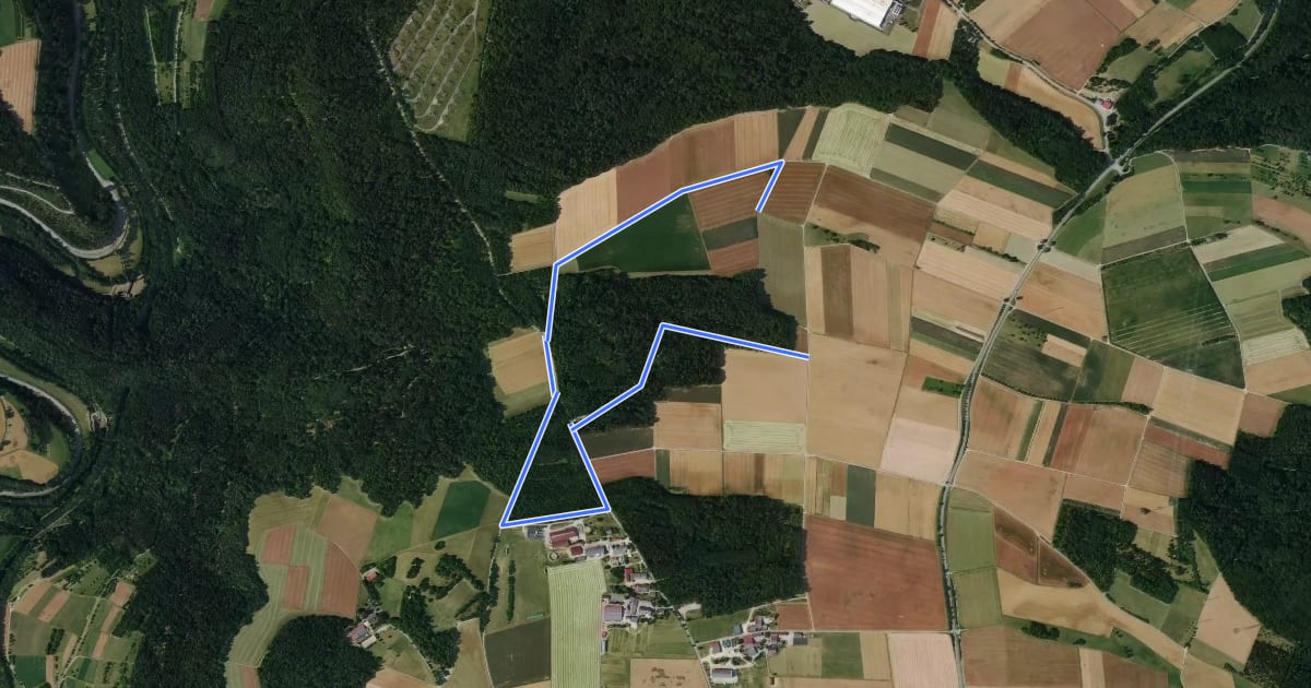 Маршрут Jettingen Rundwanderweg 8 на спутниковом снимке