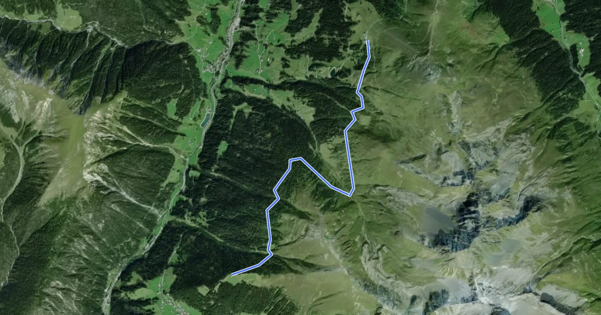 Маршрут Jetzmeder Rinerhorn - Hauderalp на спутниковом снимке