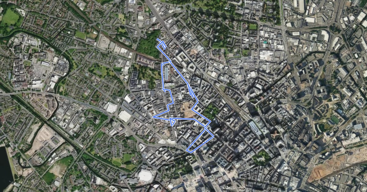 Маршрут Jewellery Quarter Heritage Trail на спутниковом снимке